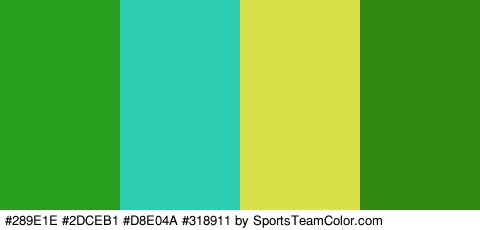 #289E1E #2DCEB1 #D8E04A #318911 Colors