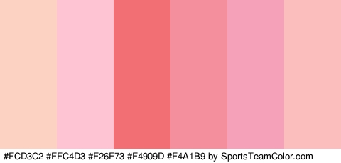 #FCD3C2 #FFC4D3 #F26F73 #F4909D #F4A1B9 #FCBEBD Colors