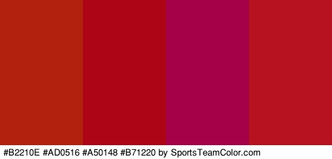 #B2210E #AD0516 #A50148 #B71220 Colors