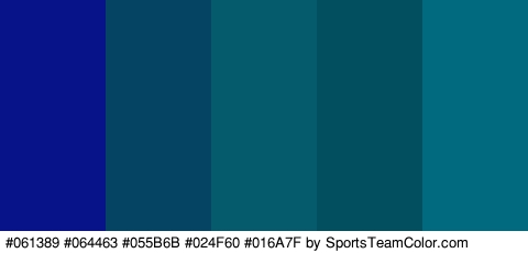 #061389 #064463 #055B6B #024F60 #016A7F Colors