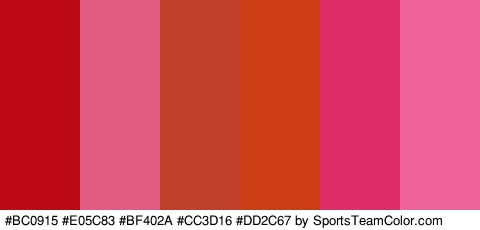 #BC0915 #E05C83 #BF402A #CC3D16 #DD2C67 #ED639A Colors