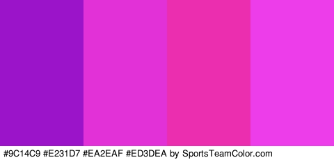 #9C14C9 #E231D7 #EA2EAF #ED3DEA Colors