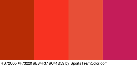 #B72C05 #F73220 #E84F37 #C41B59 Colors