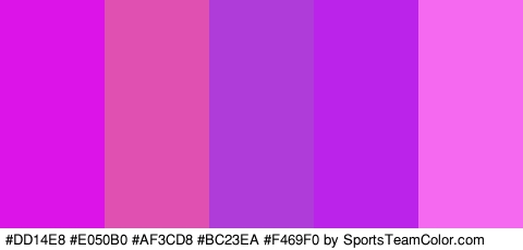 #DD14E8 #E050B0 #AF3CD8 #BC23EA #F469F0 Colors