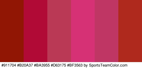 #911704 #B20A37 #BA3955 #D63175 #BF3563 #AF2A1D Colors