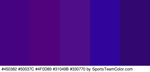 #450382 #50037C #4F0D89 #31049B #330770 Colors