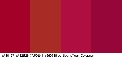 #A30127 #A82B26 #AF0E41 #960638 Colors