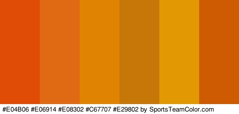 #E04B06 #E06914 #E08302 #C67707 #E29802 #CE5A02 Colors