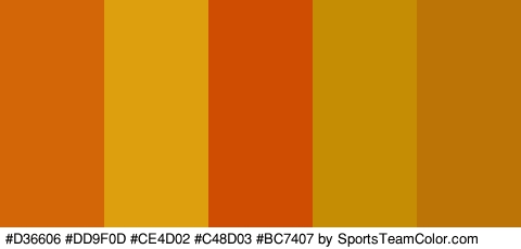 #D36606 #DD9F0D #CE4D02 #C48D03 #BC7407 Colors