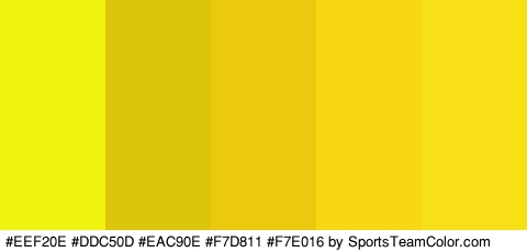 #EEF20E #DDC50D #EAC90E #F7D811 #F7E016 Colors