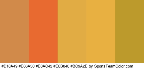 #D18A49 #E86A30 #E0AC43 #E8B040 #BC9A2B Colors