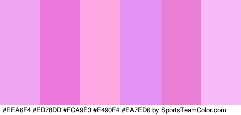 #EEA6F4 #ED78DD #FCA9E3 #E490F4 #EA7ED6 #F9B8F7 Colors