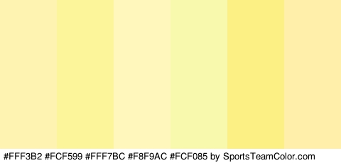 #FFF3B2 #FCF599 #FFF7BC #F8F9AC #FCF085 #FFEFAA Colors