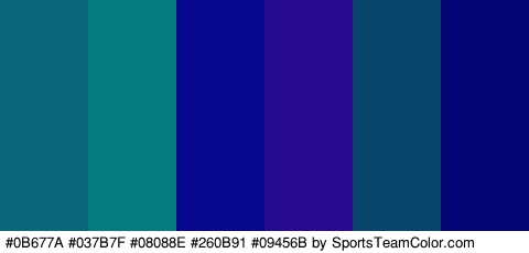 #0B677A #037B7F #08088E #260B91 #09456B #040475 Colors