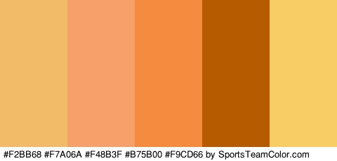 #F2BB68 #F7A06A #F48B3F #B75B00 #F9CD66 Colors