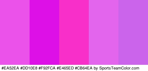 #EA52EA #DD10E8 #F92FCA #E465ED #CB64EA Colors