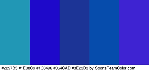 #2297B5 #1E08C9 #1C3496 #064CAD #3E23D3 Colors