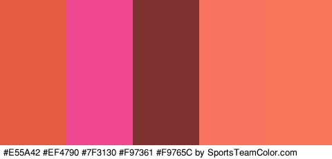 #E55A42 #EF4790 #7F3130 #F97361 #F9765C Colors