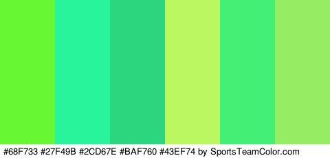 #68F733 #27F49B #2CD67E #BAF760 #43EF74 #96ED63 Colors