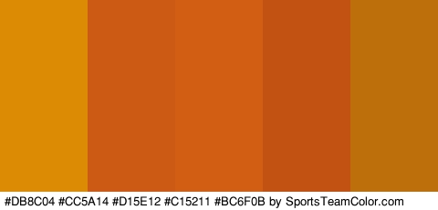 #DB8C04 #CC5A14 #D15E12 #C15211 #BC6F0B Colors