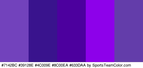 #7142BC #39128E #4C009E #8C00EA #633DAA Colors