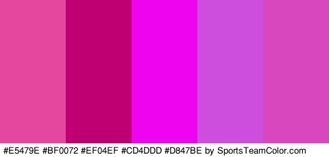 #E5479E #BF0072 #EF04EF #CD4DDD #D847BE Colors