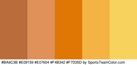 #BA6C3B #E09159 #E07604 #F4B342 #F7D35D Colors