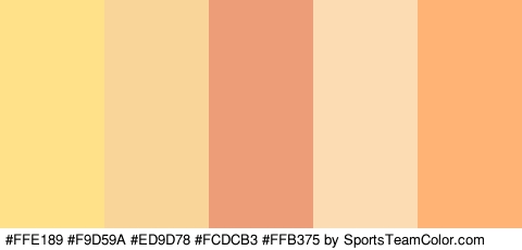 #FFE189 #F9D59A #ED9D78 #FCDCB3 #FFB375 Colors