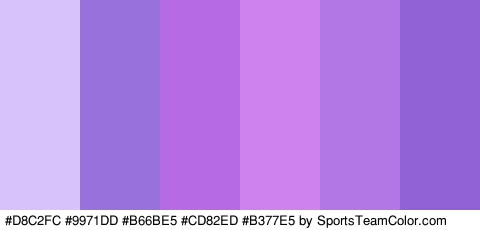 #D8C2FC #9971DD #B66BE5 #CD82ED #B377E5 #9062D6 Colors