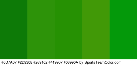 #0D7A07 #2D9308 #269102 #419907 #03990A Colors