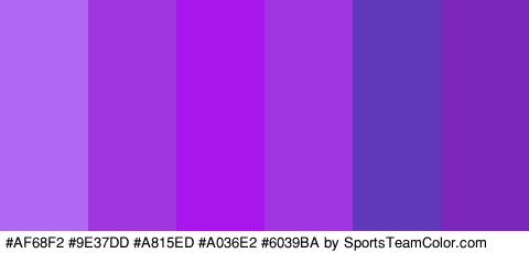 #AF68F2 #9E37DD #A815ED #A036E2 #6039BA #7B28BA Colors