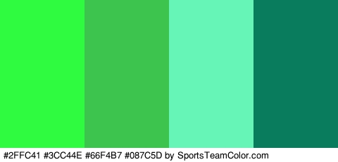 #2FFC41 #3CC44E #66F4B7 #087C5D Colors