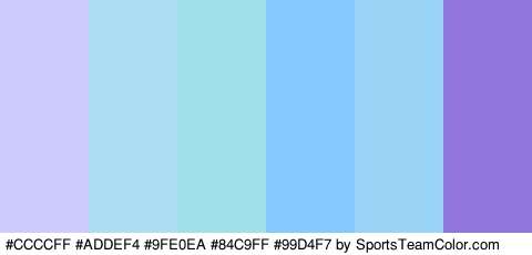 #CCCCFF #ADDEF4 #9FE0EA #84C9FF #99D4F7 #8F75DD Colors