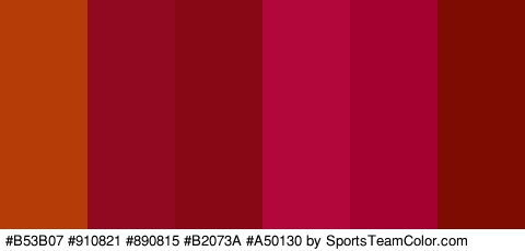 #B53B07 #910821 #890815 #B2073A #A50130 #7F0C00 Colors