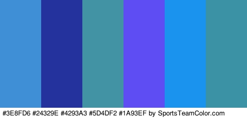 #3E8FD6 #24329E #4293A3 #5D4DF2 #1A93EF #3B92A5 Colors