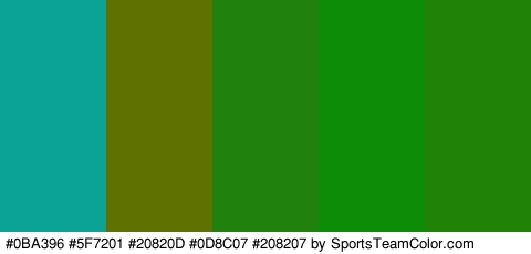 #0BA396 #5F7201 #20820D #0D8C07 #208207 Colors