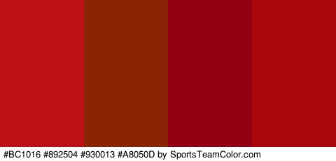 #BC1016 #892504 #930013 #A8050D Colors