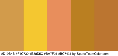 #D19B4B #F4C730 #E88D5C #BA7F21 #BC7431 Colors