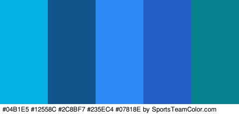 #04B1E5 #12558C #2C8BF7 #235EC4 #07818E Colors