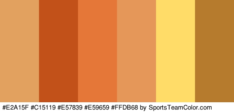 #E2A15F #C15119 #E57839 #E59659 #FFDB68 #B77B2D Colors