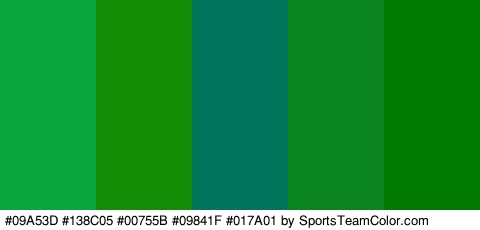 #09A53D #138C05 #00755B #09841F #017A01 Colors