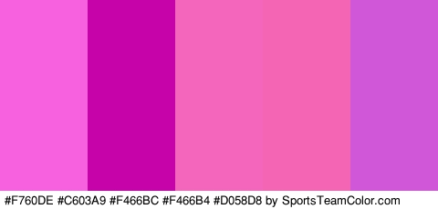 #F760DE #C603A9 #F466BC #F466B4 #D058D8 Colors