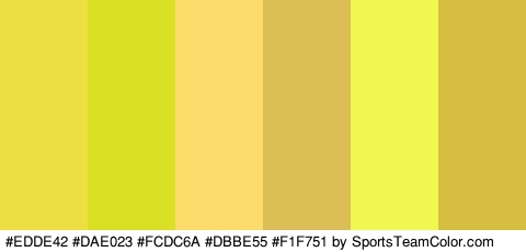 #EDDE42 #DAE023 #FCDC6A #DBBE55 #F1F751 #D6BF40 Colors