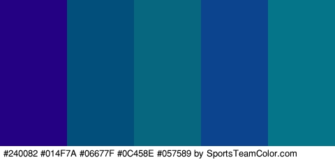 #240082 #014F7A #06677F #0C458E #057589 Colors