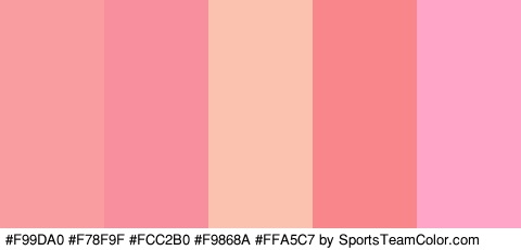 #F99DA0 #F78F9F #FCC2B0 #F9868A #FFA5C7 Colors