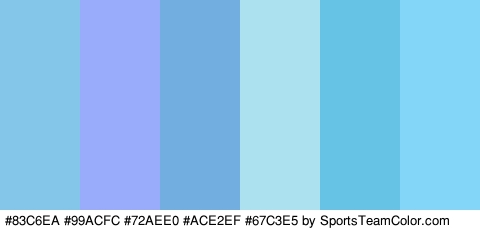 #83C6EA #99ACFC #72AEE0 #ACE2EF #67C3E5 #84D6F9 Colors