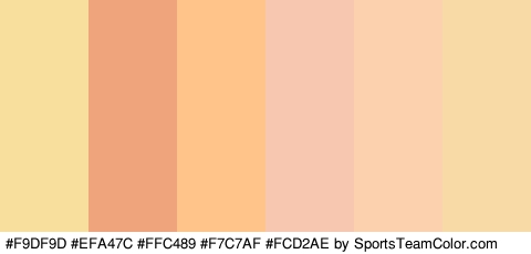 #F9DF9D #EFA47C #FFC489 #F7C7AF #FCD2AE #F7DAA5 Colors