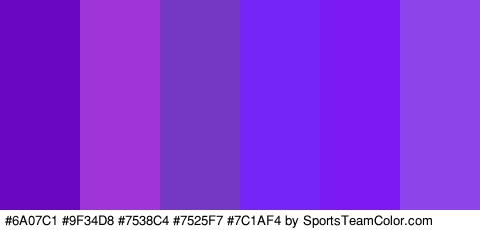 #6A07C1 #9F34D8 #7538C4 #7525F7 #7C1AF4 #8C45E8 Colors