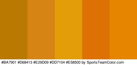 #BA7901 #D68413 #E29D09 #DD7104 #E58500 Colors