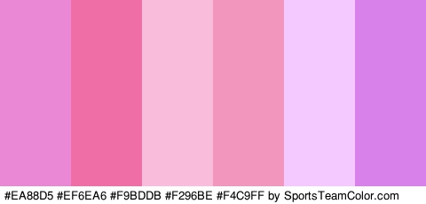 #EA88D5 #EF6EA6 #F9BDDB #F296BE #F4C9FF #D981EA Colors